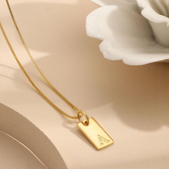 Dainty Gold Initial Necklace 16+2in Sterling Silver Pendant for Women - Picture 3 of 7